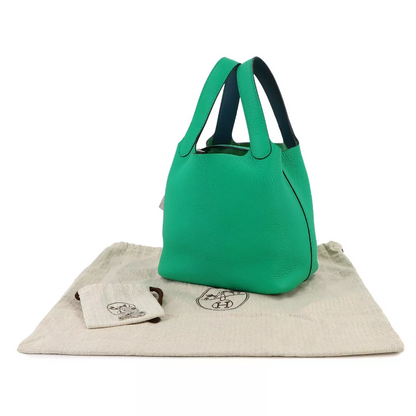 HERMES Picotin Lock Eclat PM Hand Bag Taurillon Clemence Menthe