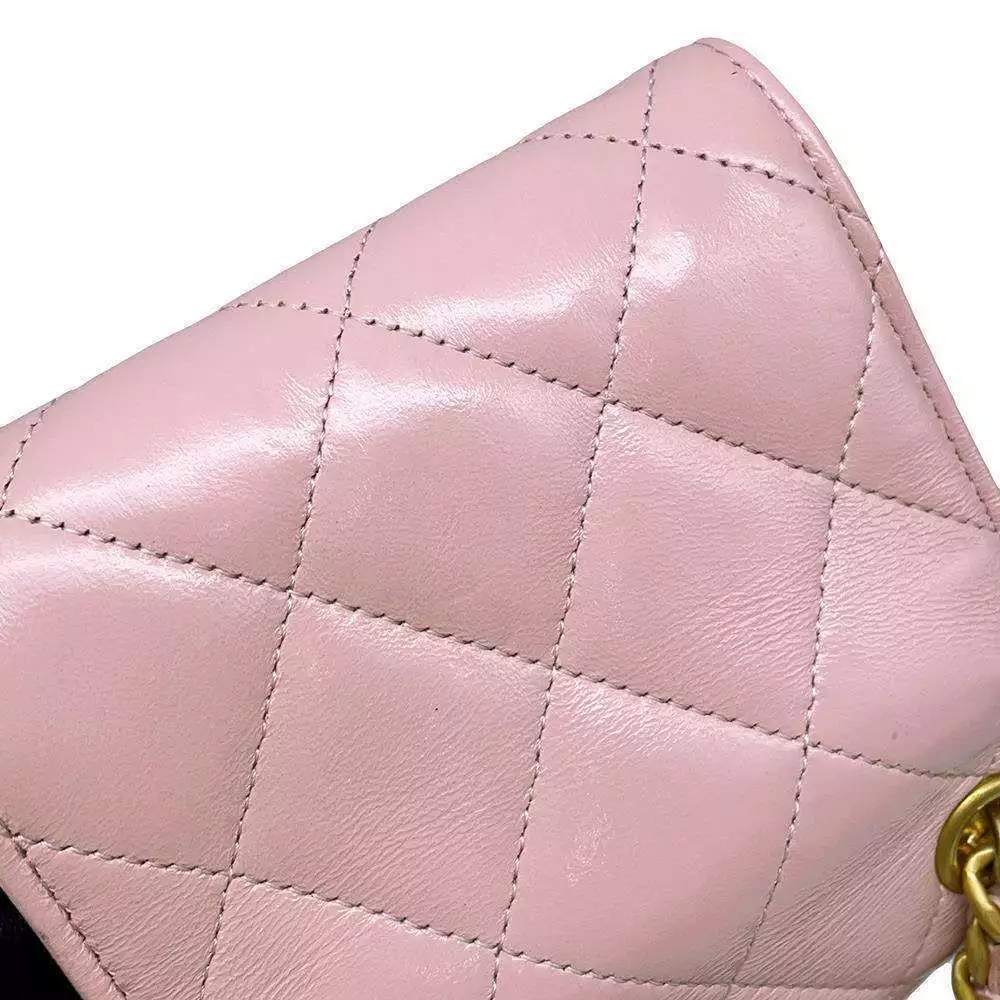 CHANEL Matelasse Chain wallet Leather Pink