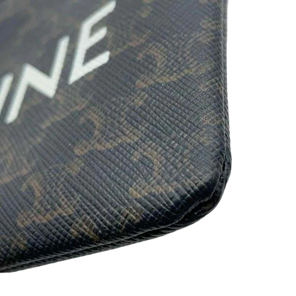 CELINE Triomphe Coin & Card Pouch PVC Coated Canvas Black