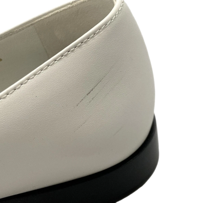 CHANEL White Black Leather Patent Leather Women's Pumps
