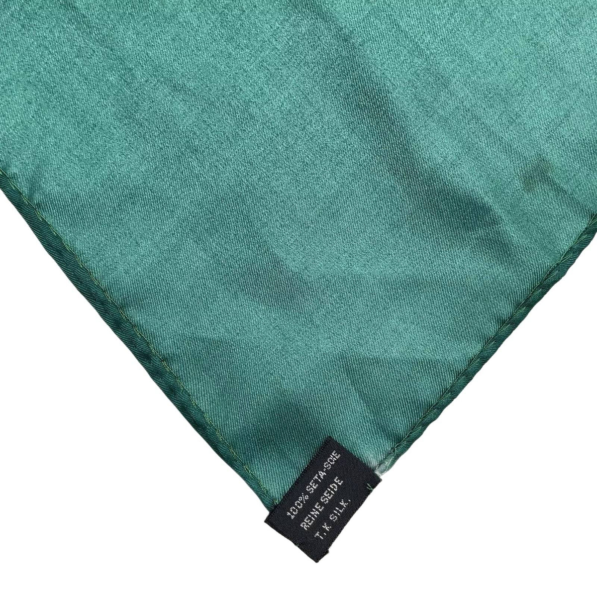 Chanel Coco Mark Green Multicolor Silk Scarf
