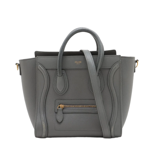 Celine Luggage Nano Shopper Leather 2 Way Handbag Gray