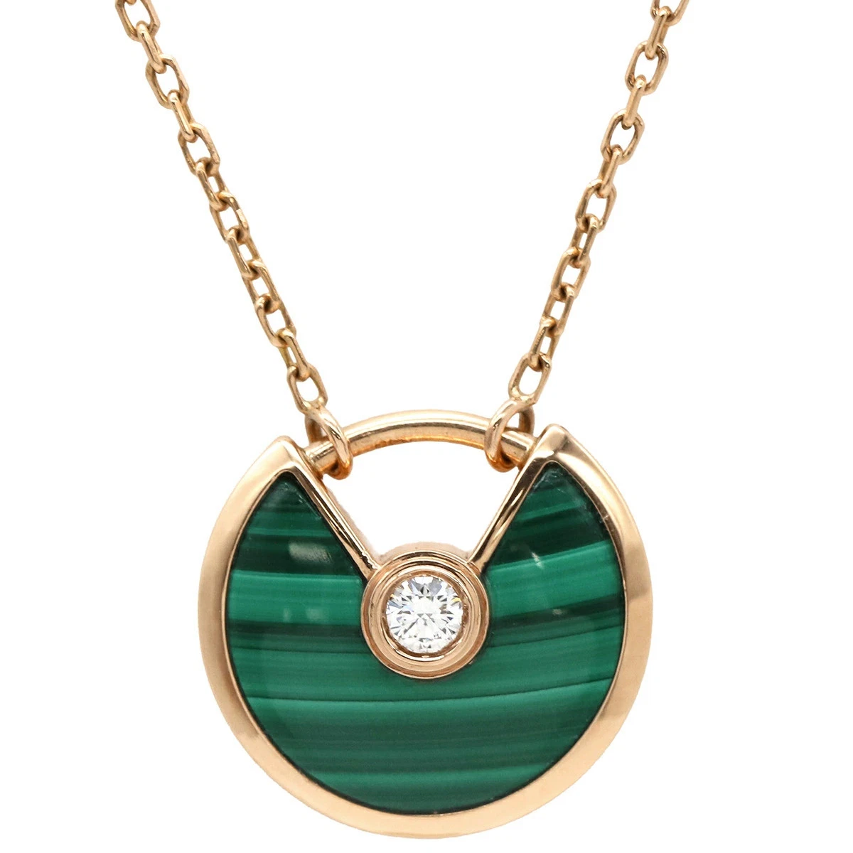 Cartier Amulette De Cartier XS Necklace Diamond Malachite 18k Rose Gold