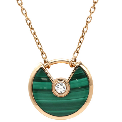 Cartier Amulette De Cartier XS Necklace Diamond Malachite 18k Rose Gold