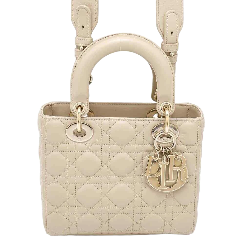 Dior Lady Dior MY ABC DIOR 2-Way Handbag Size Small Lambskin Beige