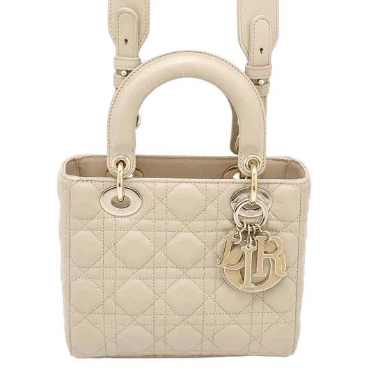 Dior Lady Dior MY ABC DIOR 2-Way Handbag Size Small Lambskin Beige