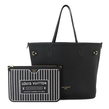 LOUIS VUITTON Neverfull Inside Out MM Tote Bag Leather Noir