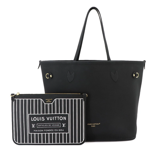 LOUIS VUITTON Neverfull Inside Out MM Tote Bag Leather Noir