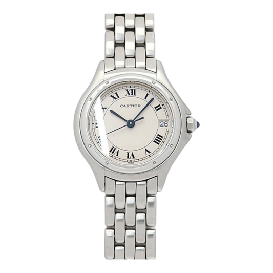 Cartier PANTHERE Cougar SM Quartz Watch Women White Steel Used 3M Warranty