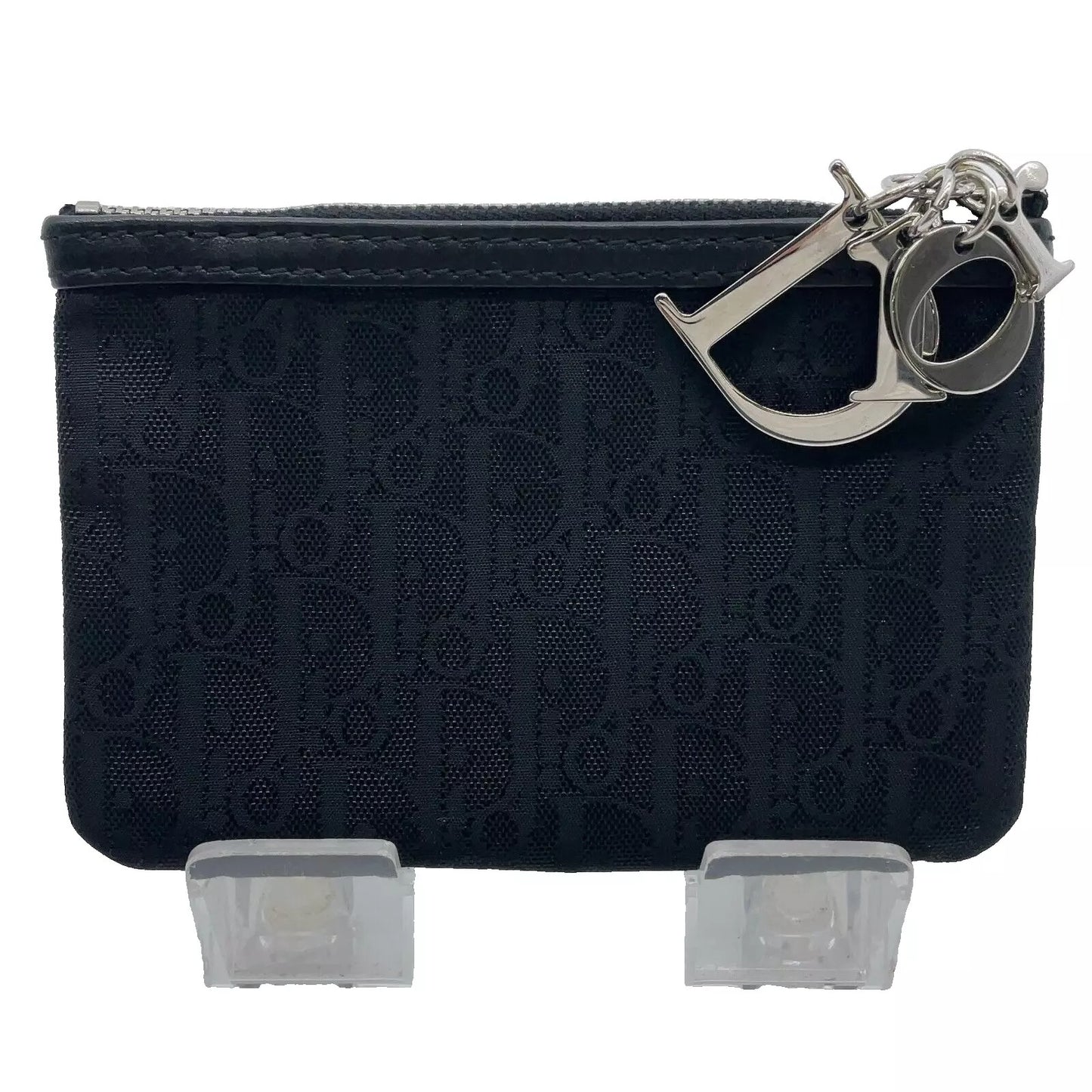 Christian Dior Trotter Nylon Black Logo Charm Coin Case