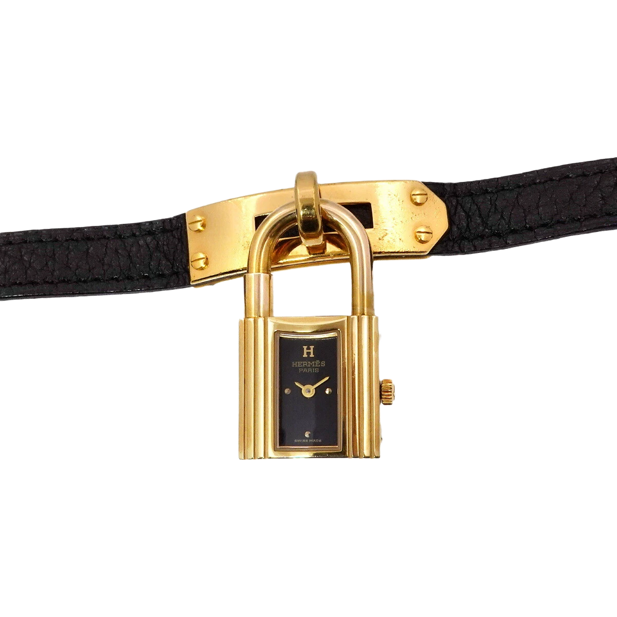 HERMES KELLY Watch Quartz Black Dial Leather Ladies Watch