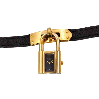 HERMES KELLY Watch Quartz Black Dial Leather Ladies Watch