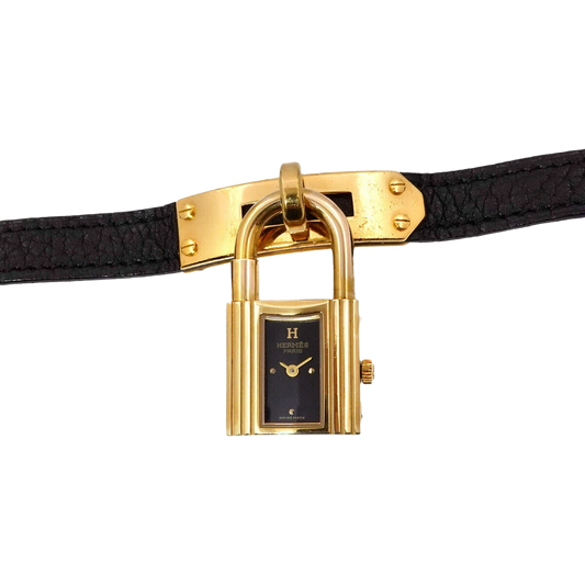 HERMES KELLY Watch Quartz Black Dial Leather Ladies Watch