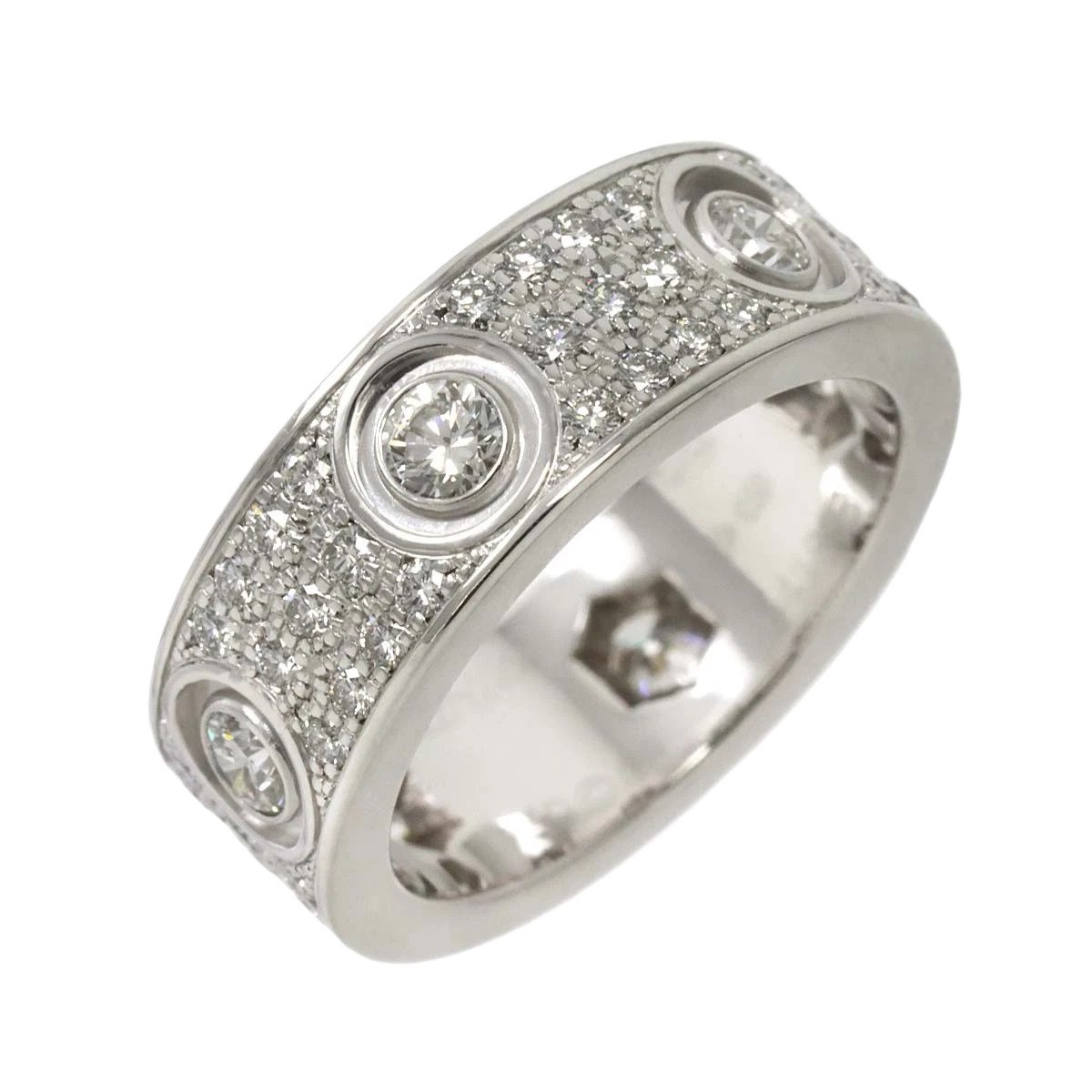 Cartier Love Pave Diamond Ring 18K WG 750 size48 4-4.5(US)