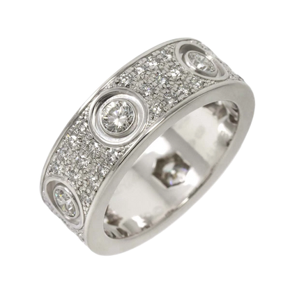 Cartier Love Pave Diamond Ring 18K WG 750 size48 4-4.5(US)