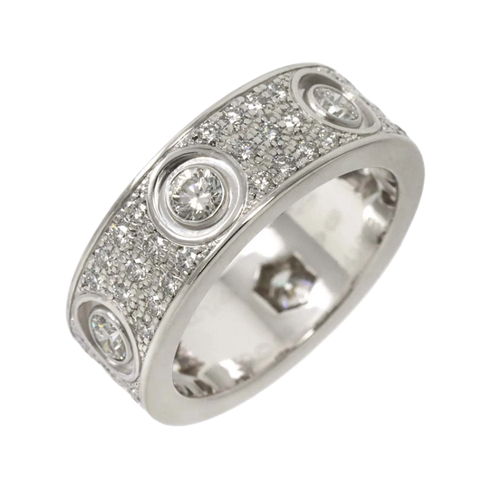 Cartier Love Pave Diamond Ring 18K WG 750 size48 4-4.5(US)