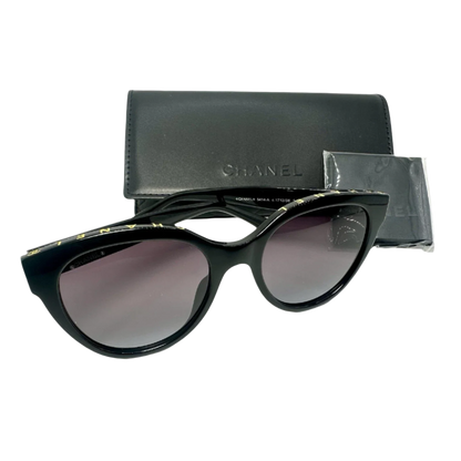 CHANEL Sunglasses 5414-A C. 1712/S6 Black w/ Gold CHANEL Logo