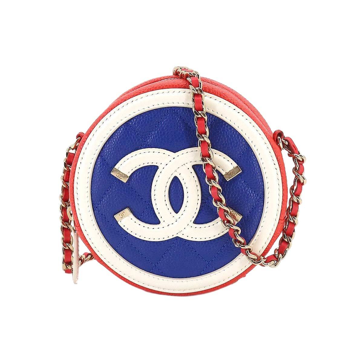 CHANEL CC Filigree Chain Shoulder Bag Caviar Skin leather