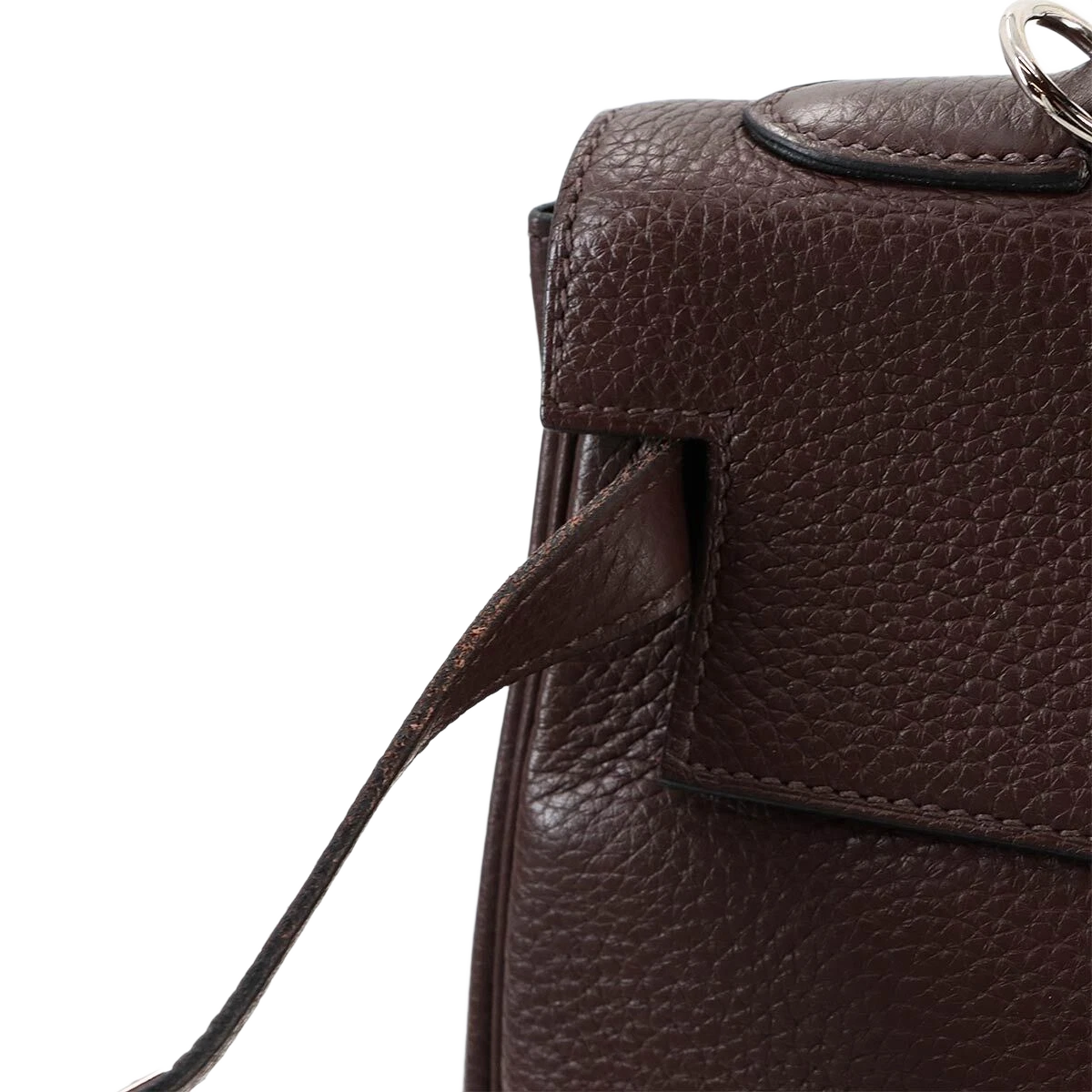 HERMES Kelly 32 Hand Shoulder Bag Taurillon Clemence Cacao Purse