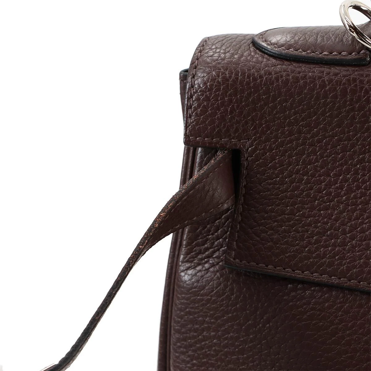 HERMES Kelly 32 Hand Shoulder Bag Taurillon Clemence Cacao Purse