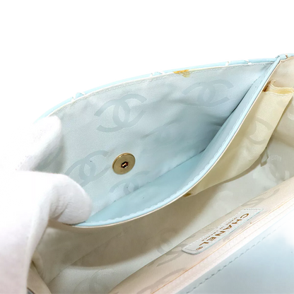 CHANEL Matelasse Wild Stitch Hand Bag Leather Light Blue