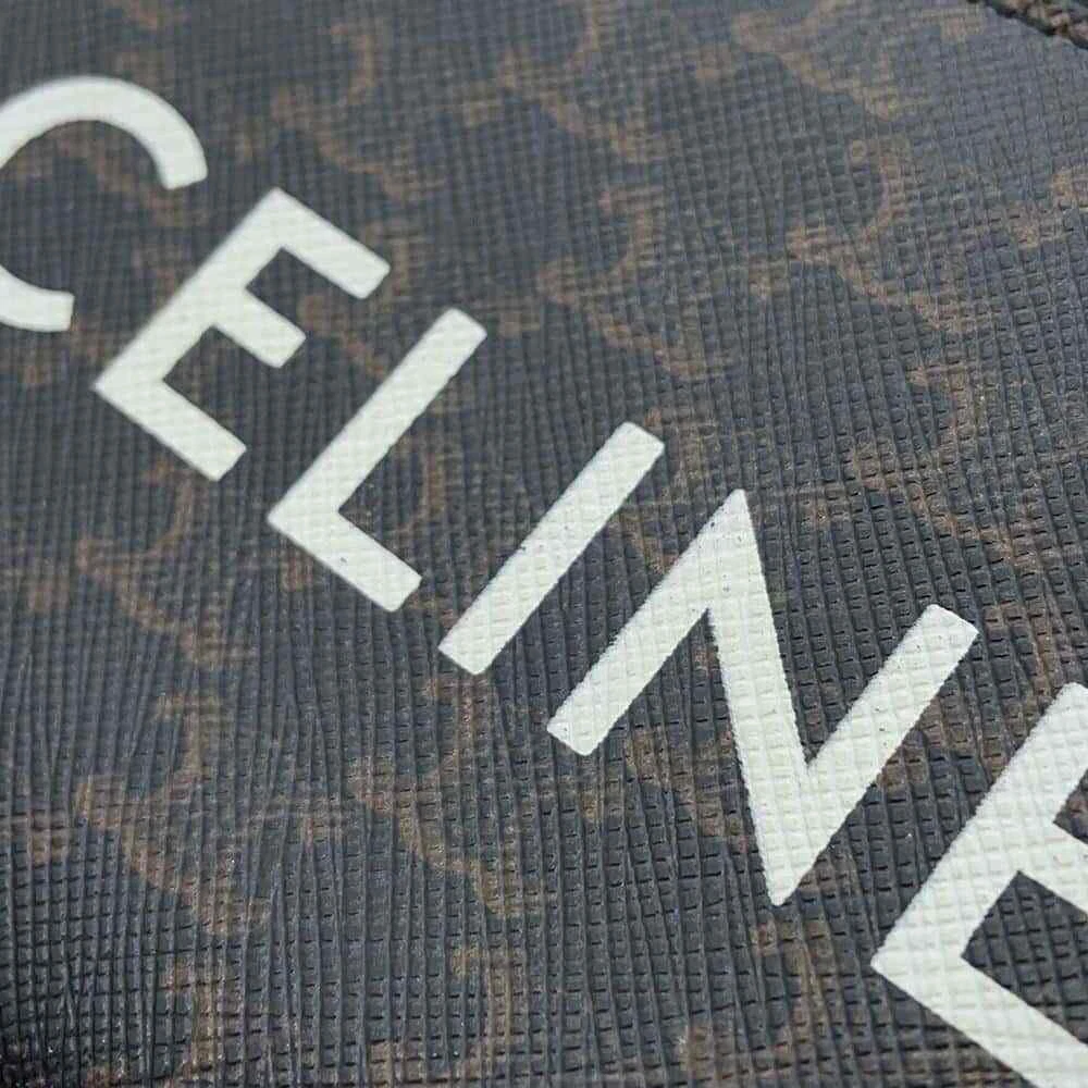 CELINE Triomphe Coin & Card Pouch PVC Coated Canvas Black