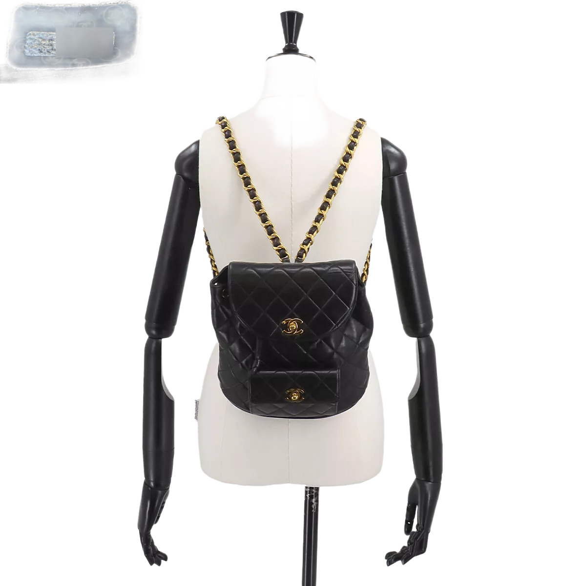 CHANEL Matelasse Chain Backpack Leather Black duma Purse Vintage