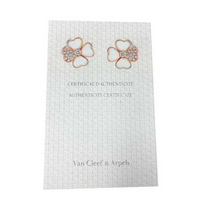 Van Cleef Arpels Cosmos Diamond Mother of Pearl SM Earrings Pierced 18K PG 750 90276174