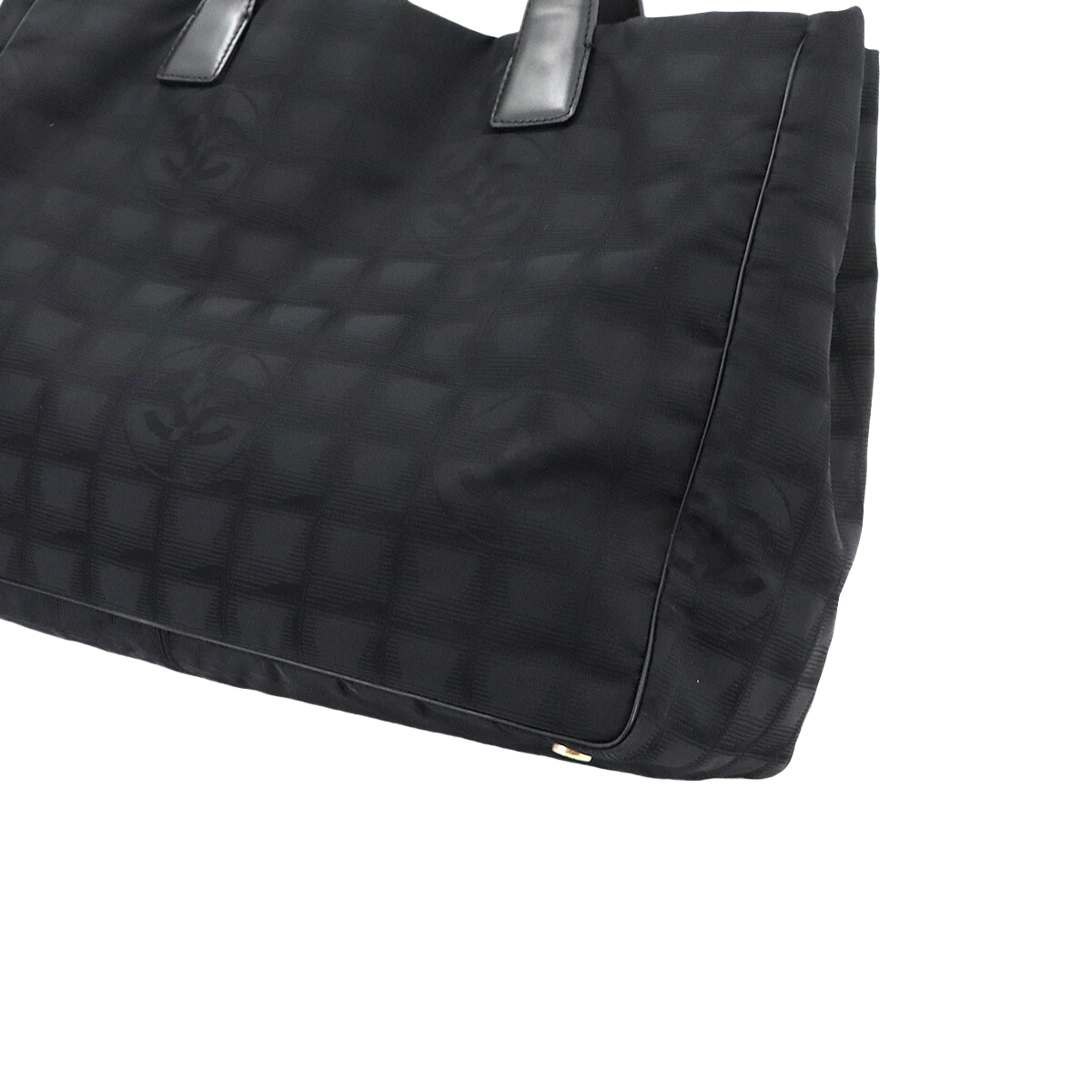 CHANEL New Travel Line Tote MM Bag Nylon Jacquard Leather Black A15991