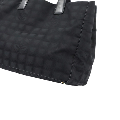 CHANEL New Travel Line Tote MM Bag Nylon Jacquard Leather Black A15991
