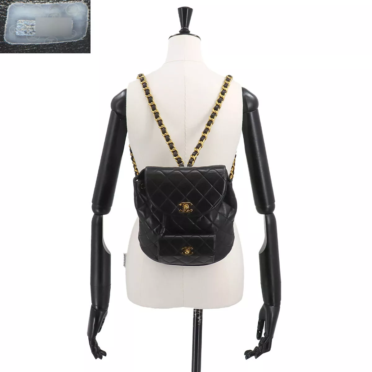 CHANEL Matelasse Chain Backpack Leather Black duma Purse Vintage