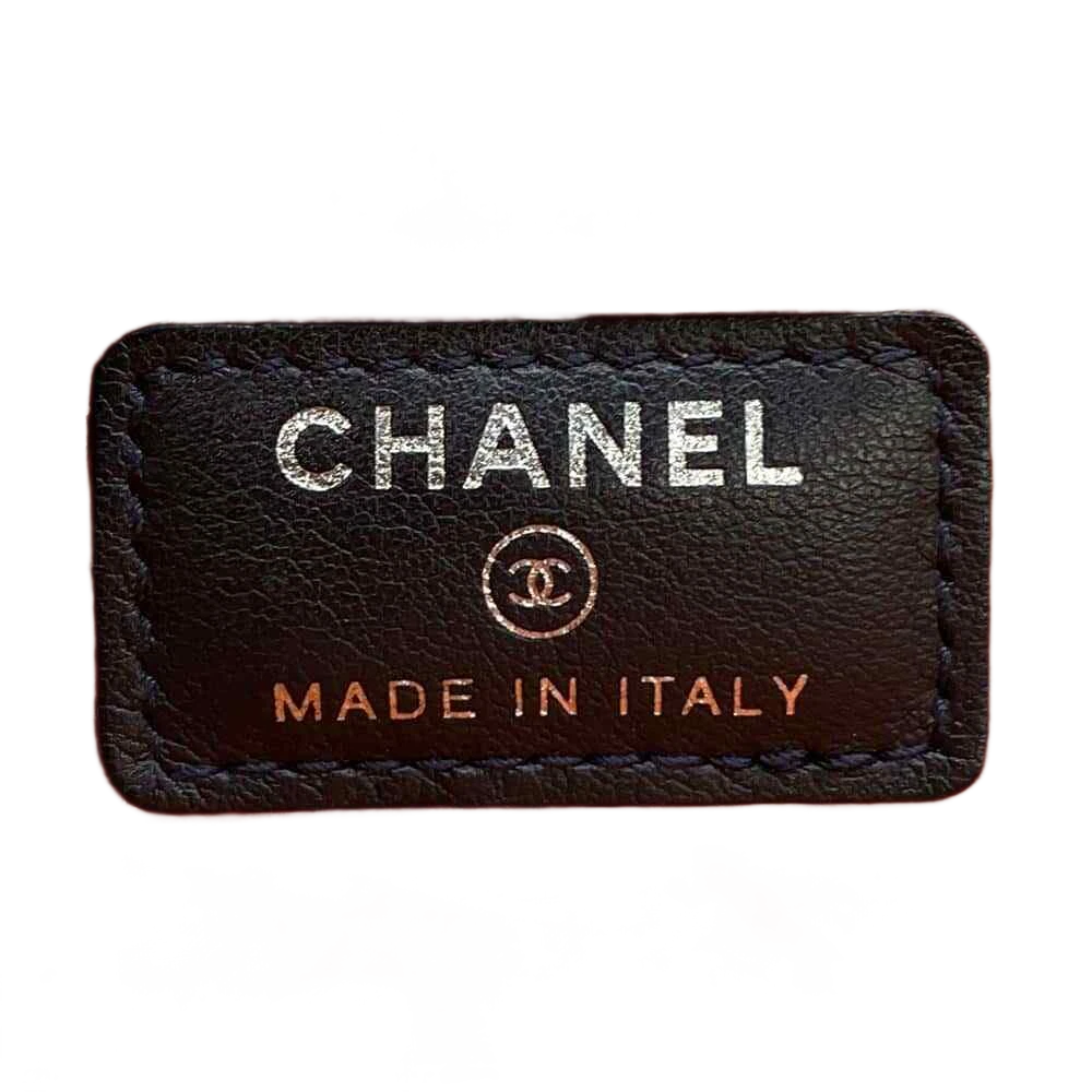 CHANEL Deauville Clutch Bag Denim Navy Orange