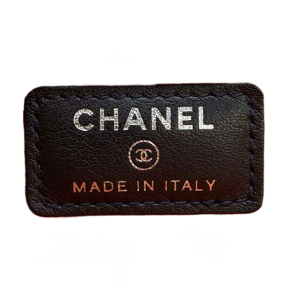 CHANEL Deauville Clutch Bag Denim Navy Orange