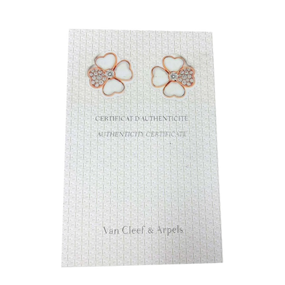 Van Cleef Arpels Cosmos Diamond Mother of Pearl SM Earrings Pierced 18K PG 750 90276174