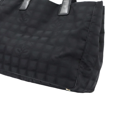 CHANEL New Travel Line Tote MM Bag Nylon Jacquard Leather Black A15991
