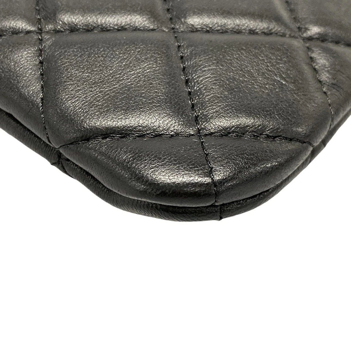 CHANEL Matelasse Black Lambskin Clutch Bag Gold Hardware