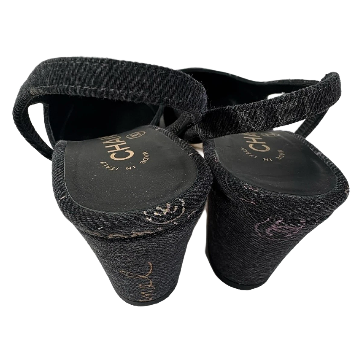 CHANEL Dark Gray Multi Denim Women's Sandals