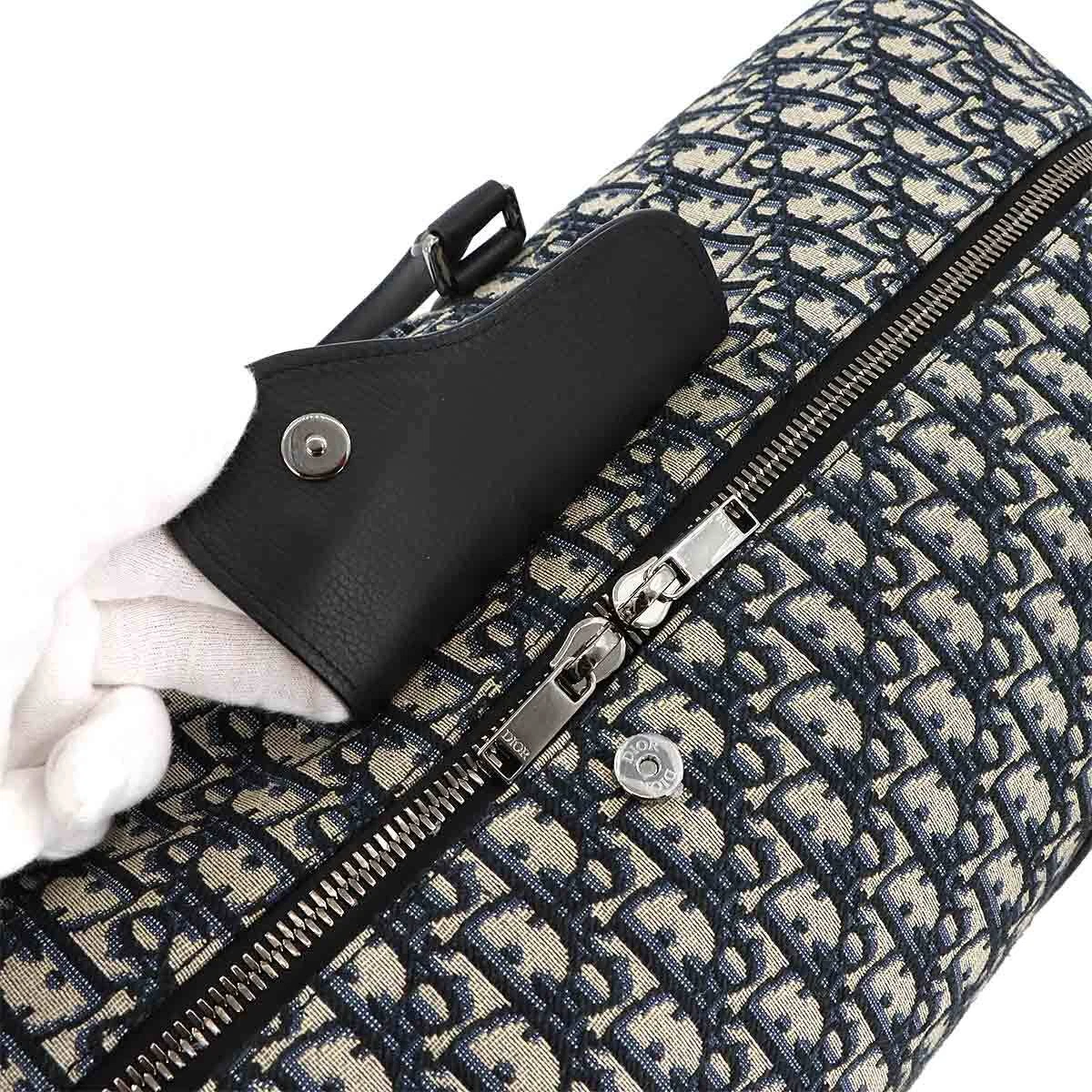 Christian Dior Oblique Lingot 50 Boston Shoulder Bag Canvas Leather