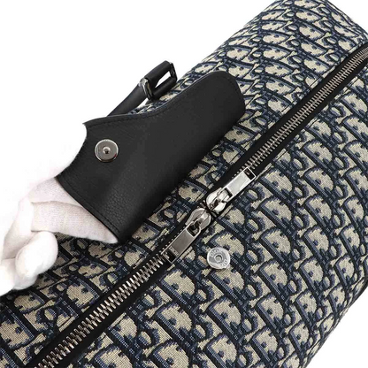 Christian Dior Oblique Lingot 50 Boston Shoulder Bag Canvas Leather