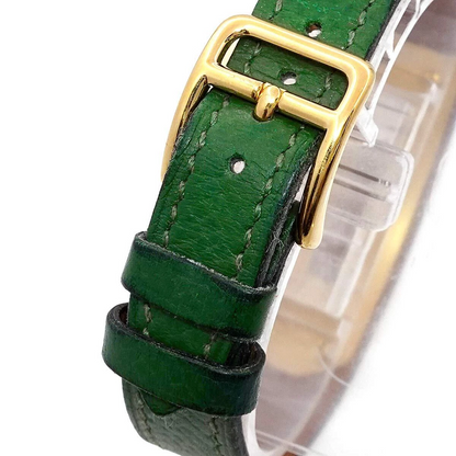HERMES Kelly Watches Quartz Gold Dial Green Vintage Cadena Ladies Watch