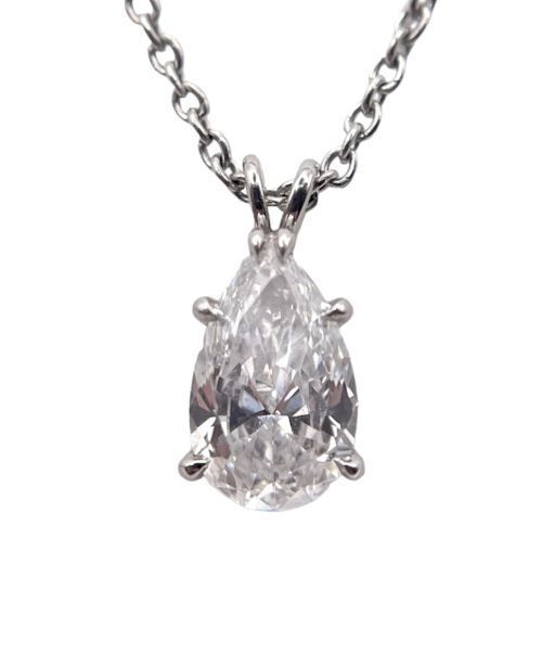 Harry Winston Pear Shape Solitaire Pendant Necklace