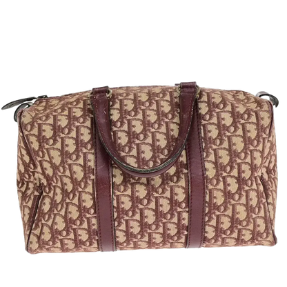CHRISTIAN DIOR Logo Trotter Pattern Hand Bag – Bordeaux Canvas/Leather