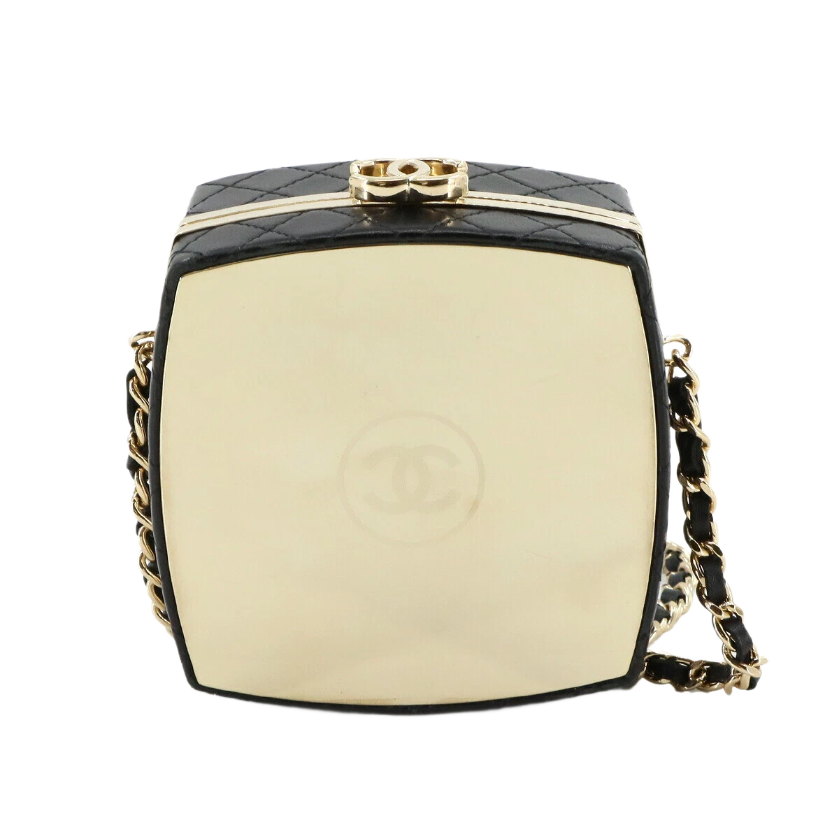 CHANEL Matelasse Chain Clutch Shoulder Bag Leather Black