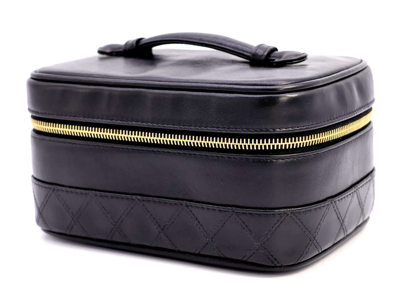 Chanel Matelassé Vanity Bag in Black Leather (Vintage)