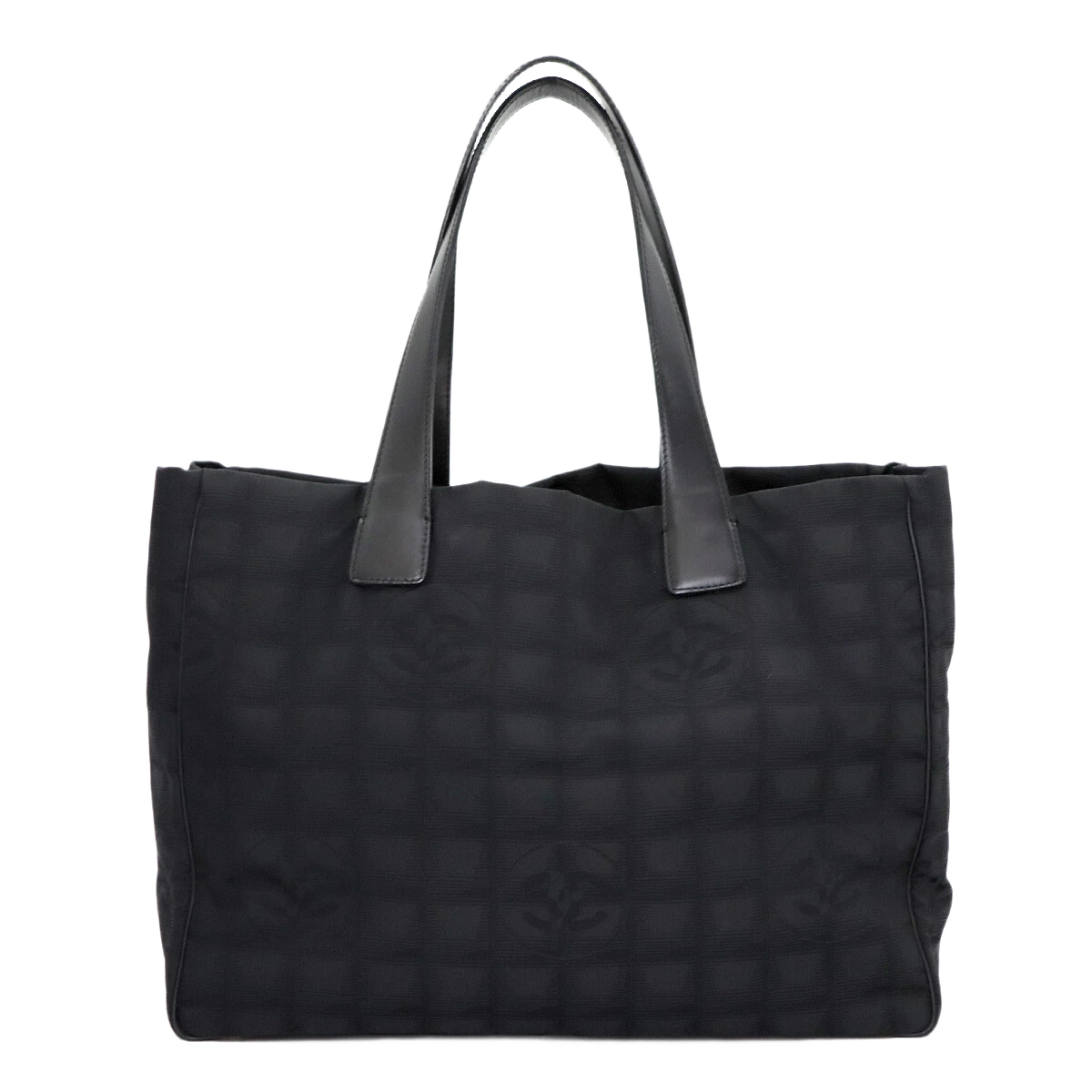CHANEL New Travel Line Tote MM Bag Nylon Jacquard Leather Black A15991