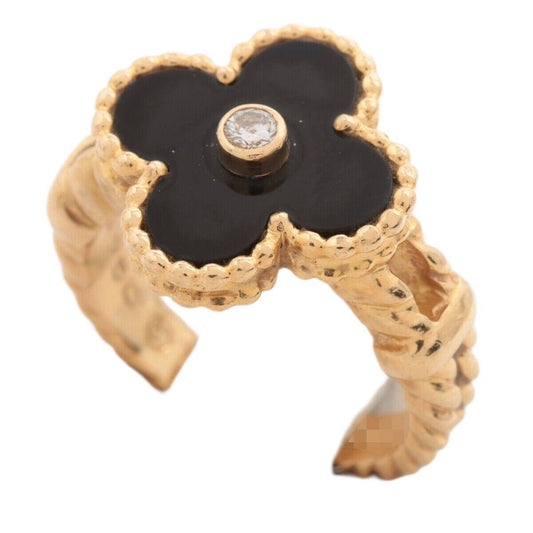Van Cleef & Arpels Vintage Alhambra Onyx Diamond Ring