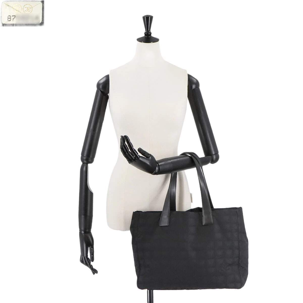 CHANEL New Travel Line Tote MM Bag Nylon Jacquard Leather Black A15991