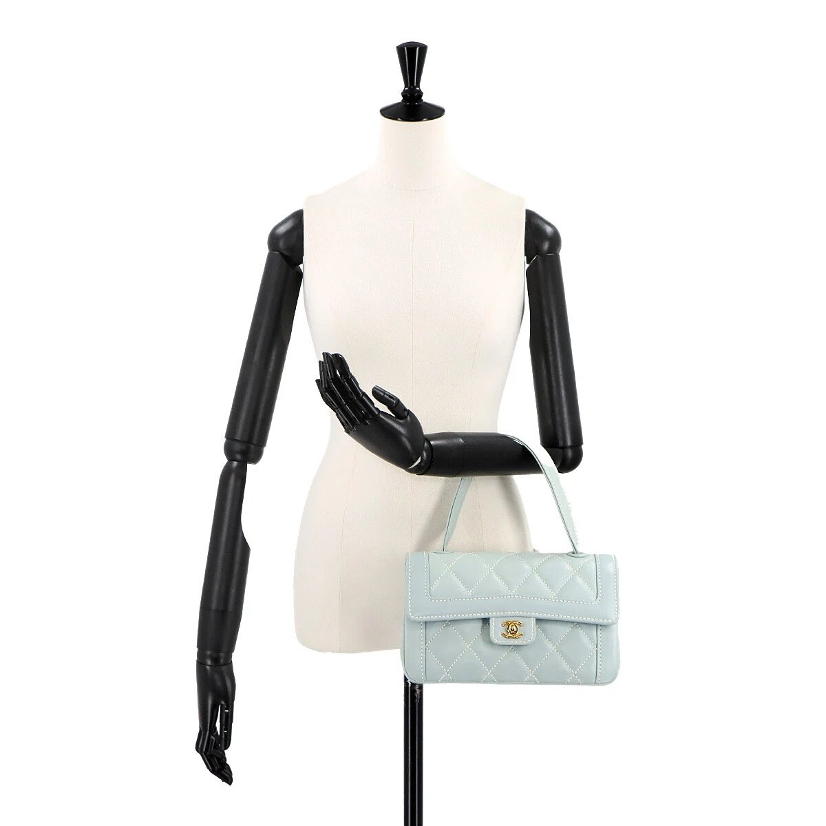 CHANEL Matelasse Wild Stitch Hand Bag Leather Light Blue