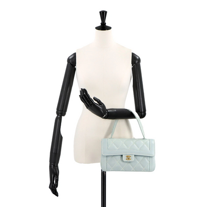 CHANEL Matelasse Wild Stitch Hand Bag Leather Light Blue