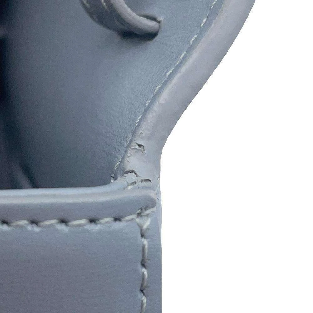 CELINE Triomphe Claude Shoulder Bag Size Mini Shiny Calf Leather Blue Gray